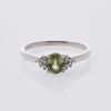 9ct White Gold Oval Green Stone and Diamond Ring
