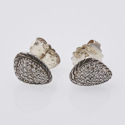 John Hardy Silver Diamond Earrings