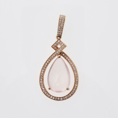 18ct Gold Rose Quartz Pendant