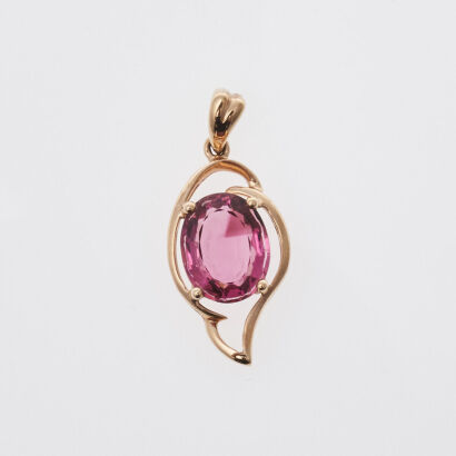 18ct Gold Pink Tourmaline Pendant