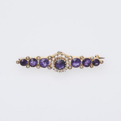 9ct Gold Amethyst Brooch