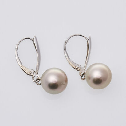 14ct White Gold Pearl Earrings