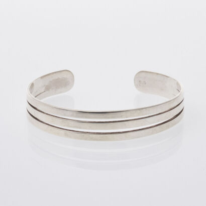 Silver Three-bar Bangle