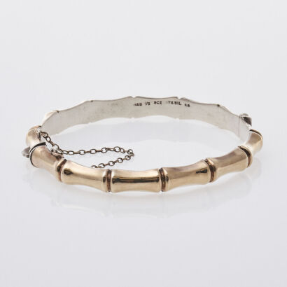 Gold Plated Silver Bamboo Bangle