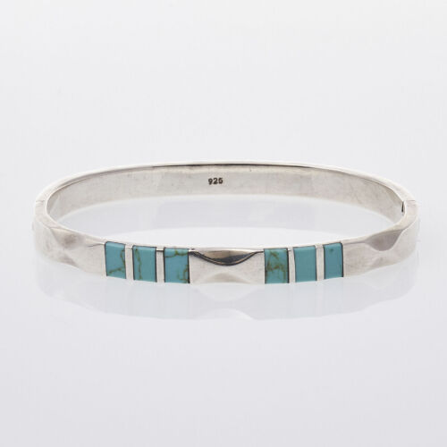 Silver Turquoise Snap Bangle