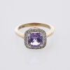9ct Amethyst and Diamond Halo Ring