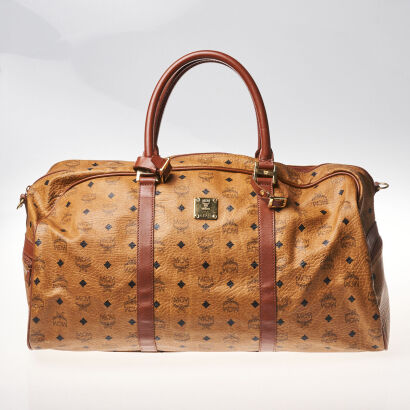 MCM Visetos Cognac Duffle Bag