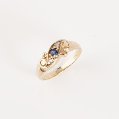 9ct Gold Sapphire and Diamond Pinky Ring