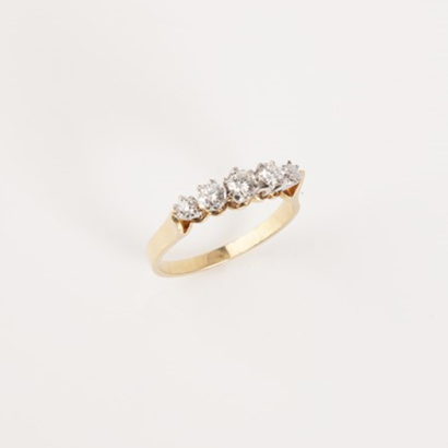 18ct White and Yellow Gold Five Stone Diamond Ring