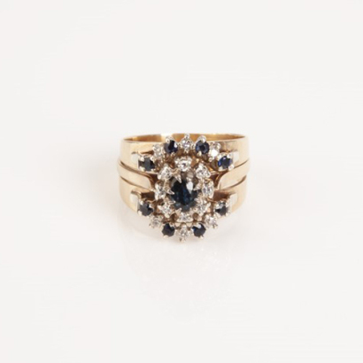 9ct Sapphire and Diamond Trio Ring