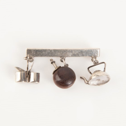 Silver Bar Brooch with charms