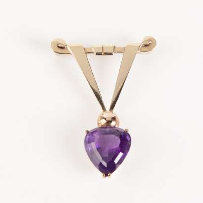 Gold Amethyst Brooch