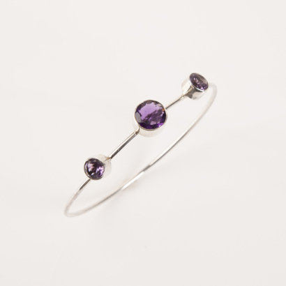 Amethyst and Silver Bangle
