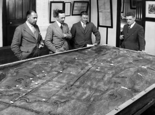 WAR GAME IN PROGRESS AT CANTERBURY OFFICERS' CLUB
