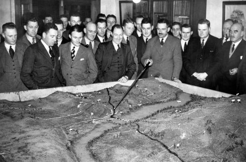 WAR GAME IN PROGRESS AT CANTERBURY OFFICERS' CLUB
