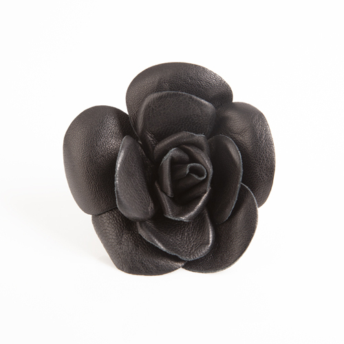 A Leather Chanel Camellia Brooch
