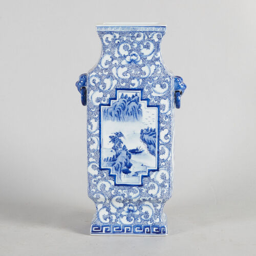 A Chinese Blue and White 'Landscape' Vase (Da Qing Qianlong Nian Zhi Mark)