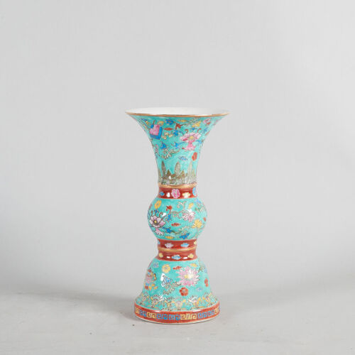 A Chinese Famille Rose ’Floral' Vase (Gu), (Qianlong Nian Zhi Mark)