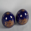 A Pair of Chinese Blue-Glazed Gilt-Decorated 'FIgural' Egg-Shaped Ornaments - 2