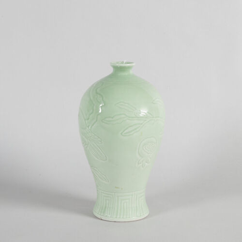 A Carved Chinese Celadon-Glazed 'Floral' Vase