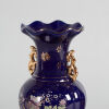 A Pair of Chinese Blue-Glazed Gilt-Decorated 'Floral' Vases with Two Handles - 2