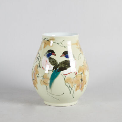 A Chinese Jingdezhen Underglaze Paint 'Floral and Bird' Vase (Jingdezhen Zhi Mark)