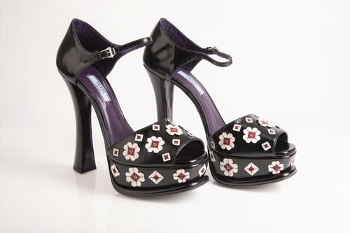 A Pair of Prada Floral Applique Platforms