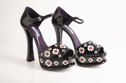 A Pair of Prada Floral Applique Platforms