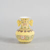 A Small Chinese Yellow-Ground Famille Rose Vase with Two Handles (Da Qing Qianlong Nian Zhi Mark)