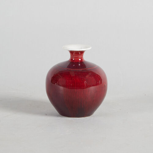 A Small Chinese Red-Glazed Vase (Jingdezhen Zhi Mark)