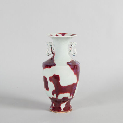 A Chinese Flambe-Glazed Vase with Two Handles