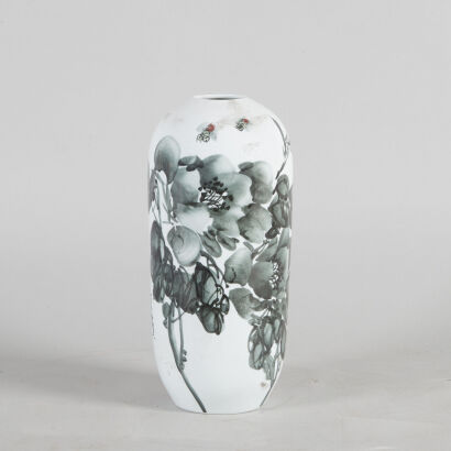 A Chinese Grisaille-Decorated 'Floral' Vase (Jingdezhen Zhi Mark)