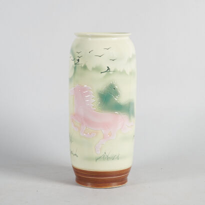 A Chinese Underglaze Vase with Horse Pattern