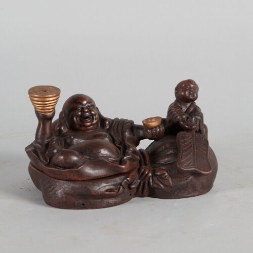 A Chinese Pottery Perfumier in the Figure of Buddha (Mark on bottom)