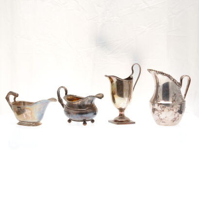 Three Sterling Silver Jugs and One Sheffield Plated Jug