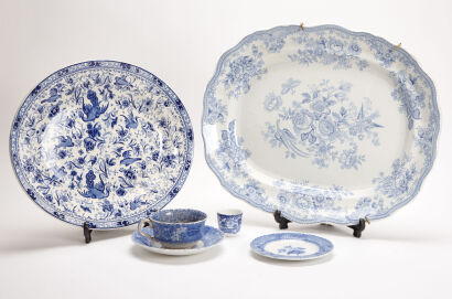 An Assortment of 19th Century Blue and White Pottery