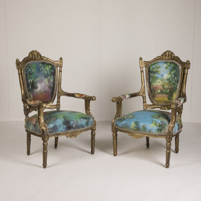 A Pair of Painted Armchairs