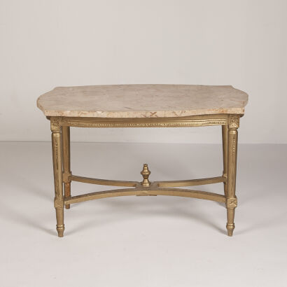 A Louis XVI Style Marble Topped Gilt Side Table