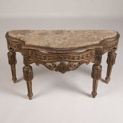 A Low Louis XV Style Gilt Console Table