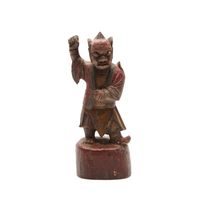 A Late-Qing Dynasty Wooden Figure