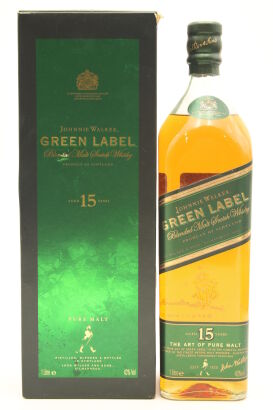 (1) Johnnie Walker Green Label 15 Year Old Blended Malt Scotch Whisky, 43% ABV, 1000ml