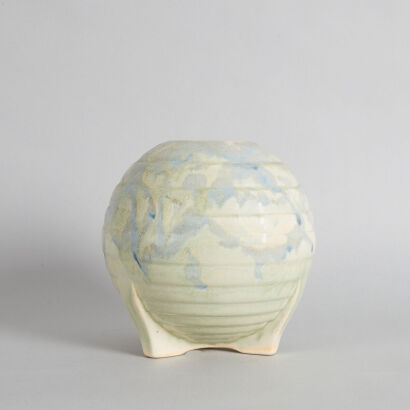 A Crown Lynn Trickle Glaze Spherical Fraction Vase