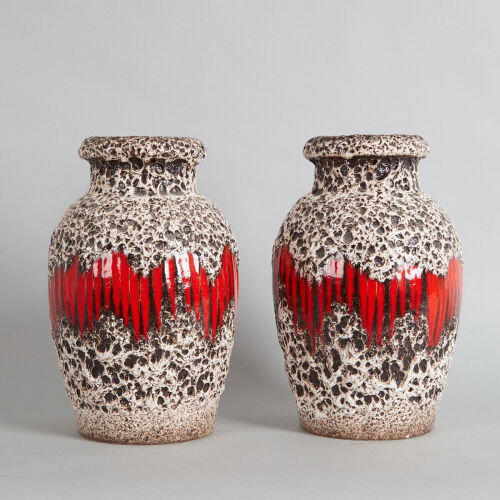 A Pair of West German Scheurich Lava Vases