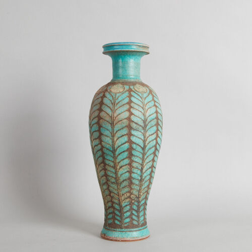 A Large Graeme Storm Stoneware Baluster Vase
