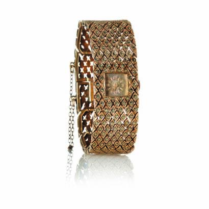 A Ladies Gold and Marcasite Bracelet Watch