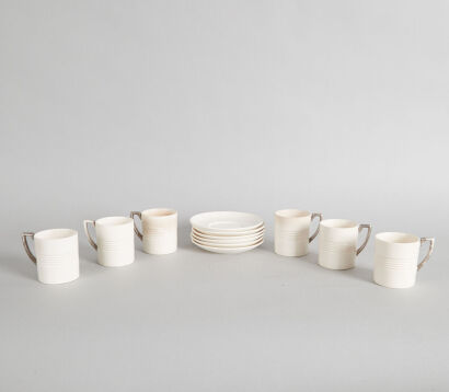 A Suite of Demitasse Cups and Saucers designed by Keith Murray for Wedgwood