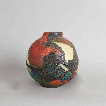 A Barry Ball Raku Fired Vase