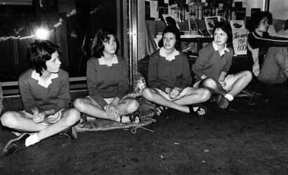 BRUCE JARVIS McCauley high school girls waiting to purchase Bay City Rollers' tickets