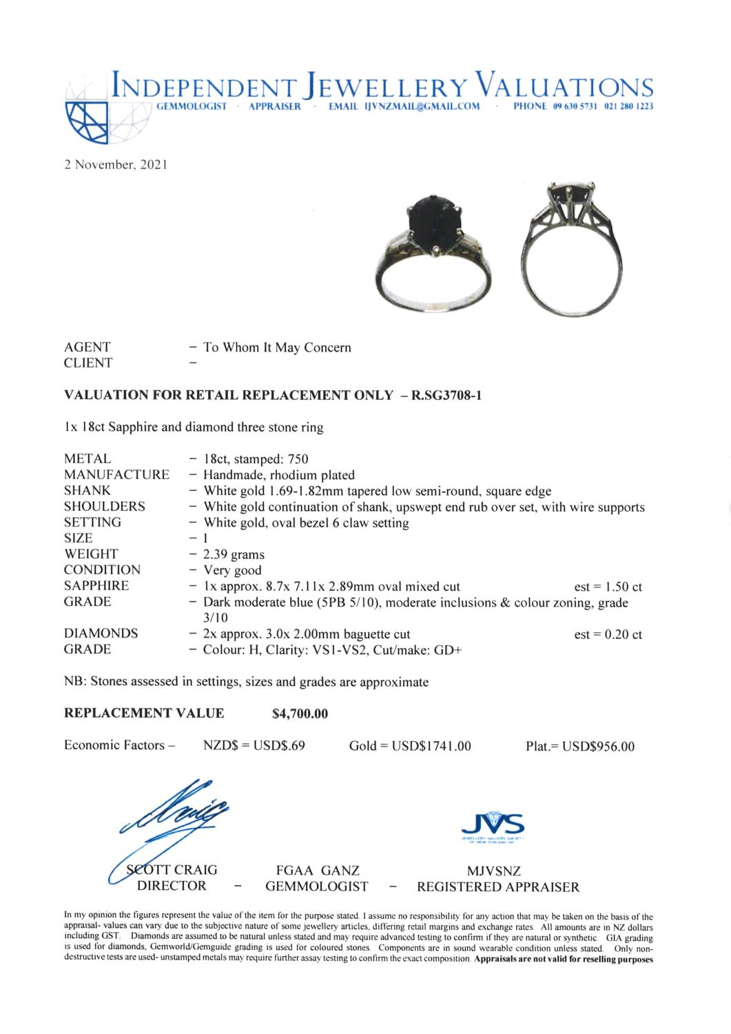 18ct Sapphire and Diamond Ring - Price Estimate: $1200 - $1600
