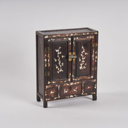 A Small Chinese Mother-of-Pearl Inlaid Cabinet